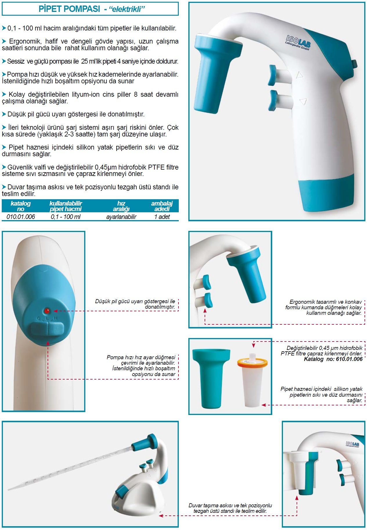 İSOLAB 010.01.006 pipet pompası